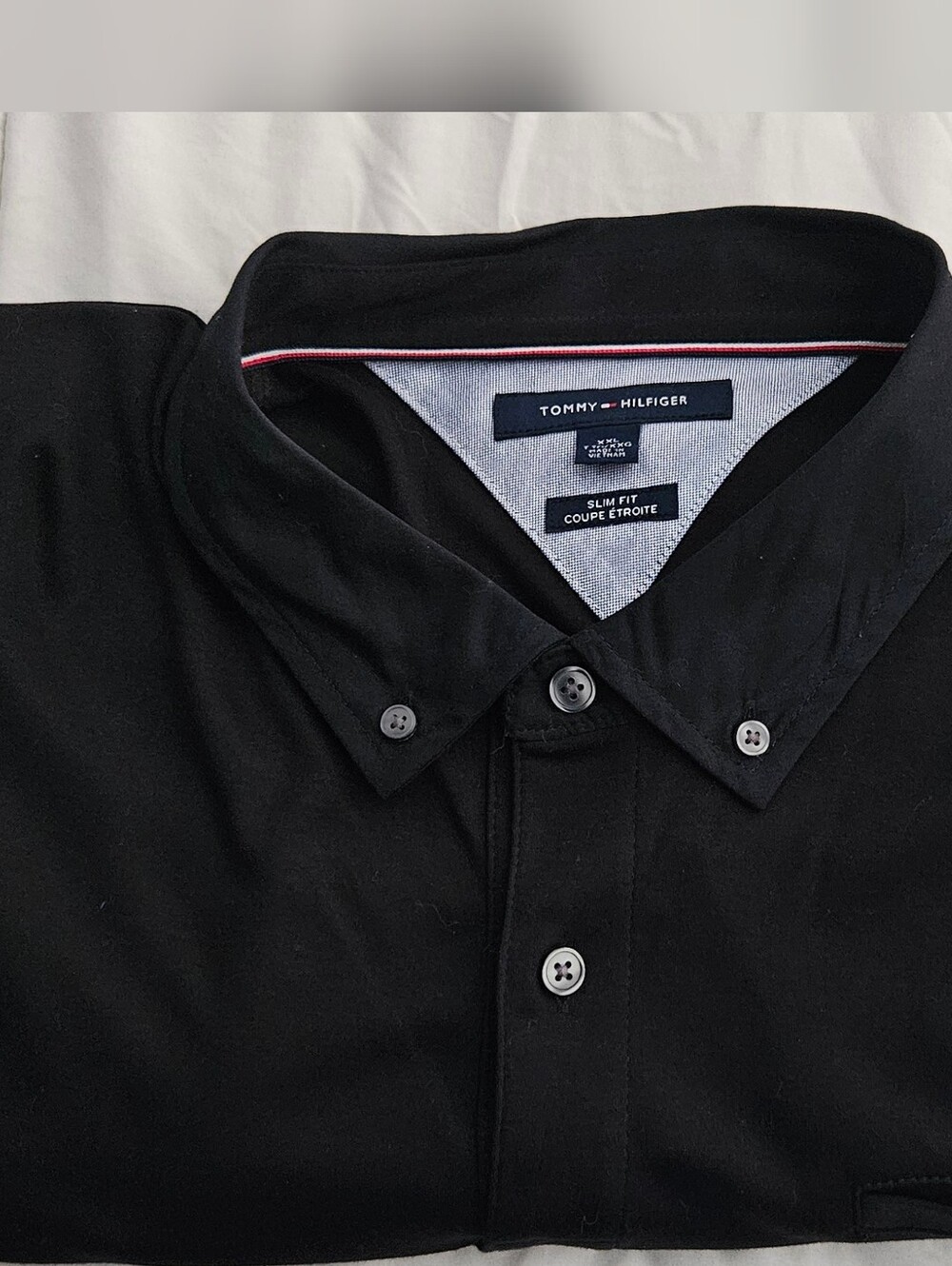Tommy Hilfiger Men’s Black Polo with Signature Inner Trim